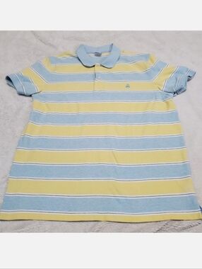 Brooks Brothers Yellow Blue Striped Slim Fit Polo Top Men XXL Classic‎ Staple